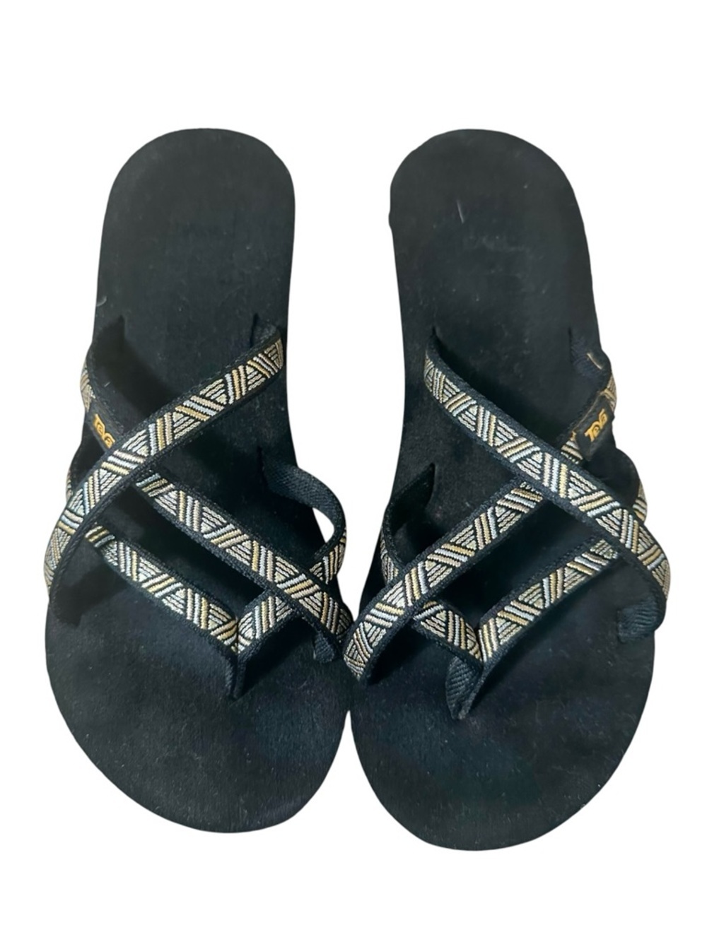 Teva Black Sandals with Geometric Strap Detail
